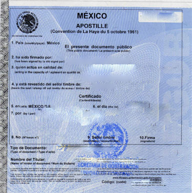 Mexican Apostille Sample, Ejemplo de Apostilla Mexicana